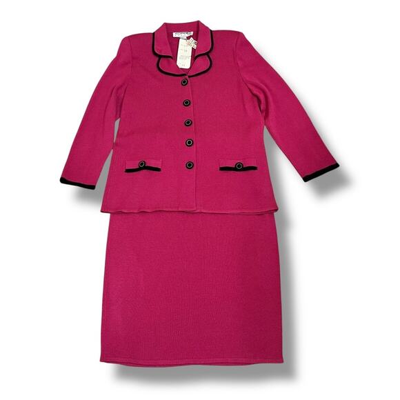 Eric Steven Dresses & Skirts - VTG 90s Eric Steven knit 2 piece skirt suit pink black professional NWT
